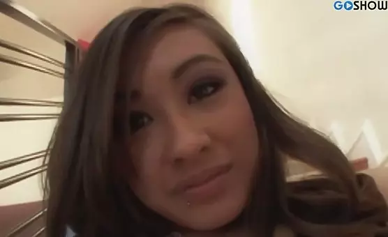 Erotic Girl in White Stockings Gets Stacked from Behind on the Stairs