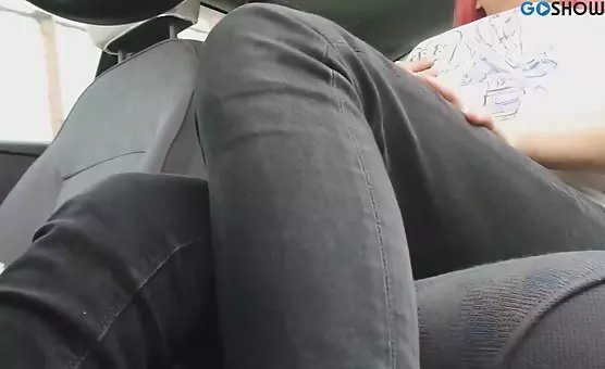 Girl with Sneakers Masturbates in Car